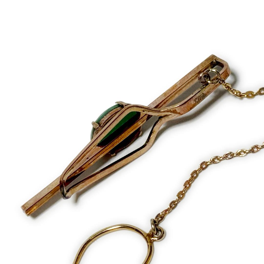 翡翠のネクタイピン《10金 メンズ グリーン ゴールド ヴィンテージ 中古》