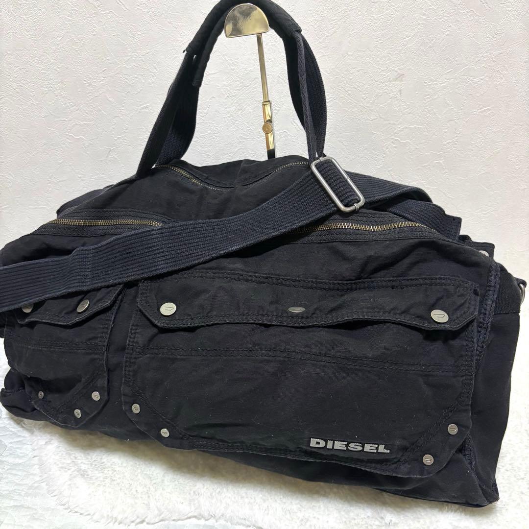 【極希少】ディーゼル　アーカイブメタルロゴ　ボストンバッグ　y2k 2層　大容量