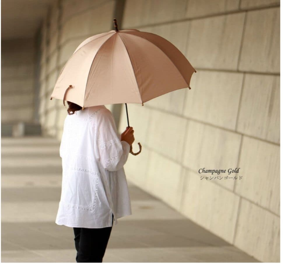 WAKAO ワカオ シャンパンゴールド 長傘 竹製ハンドル