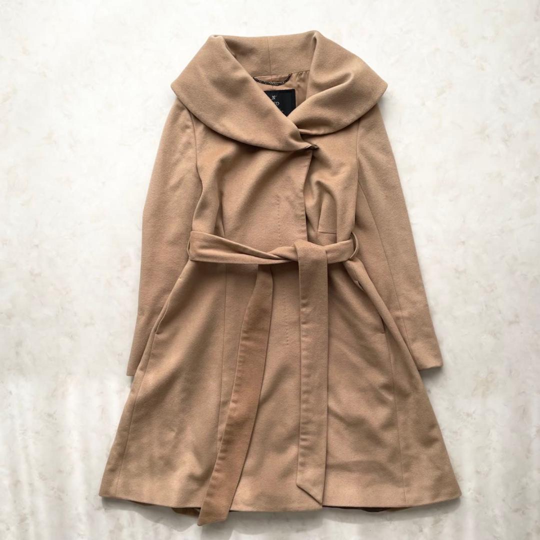 INED イネド カシミヤ100% 　ベルテッドコート 女優襟　ウールコート　M