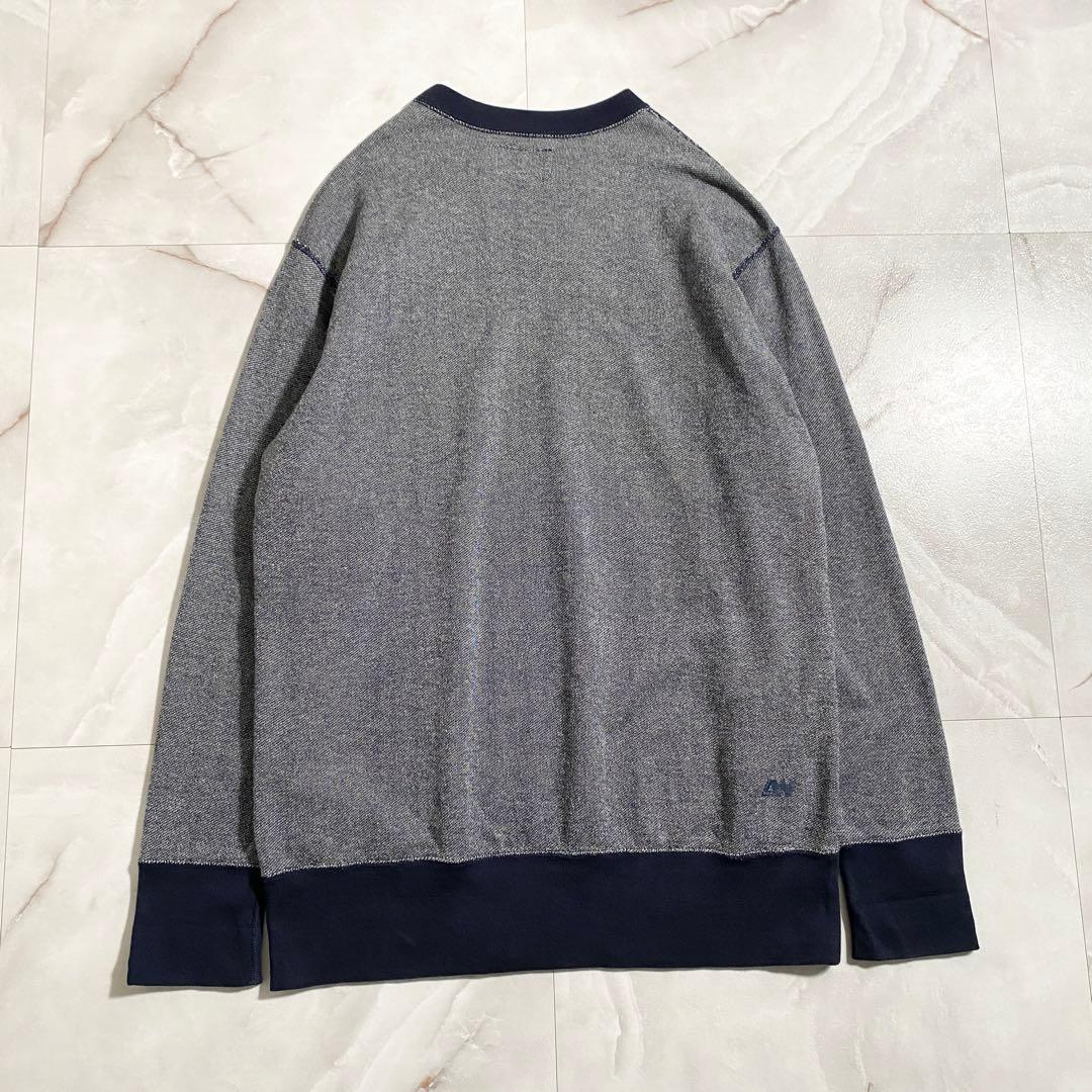 A18478 美品 ループウィラー 前V 吊り編みインレイクルーネック 紺系L