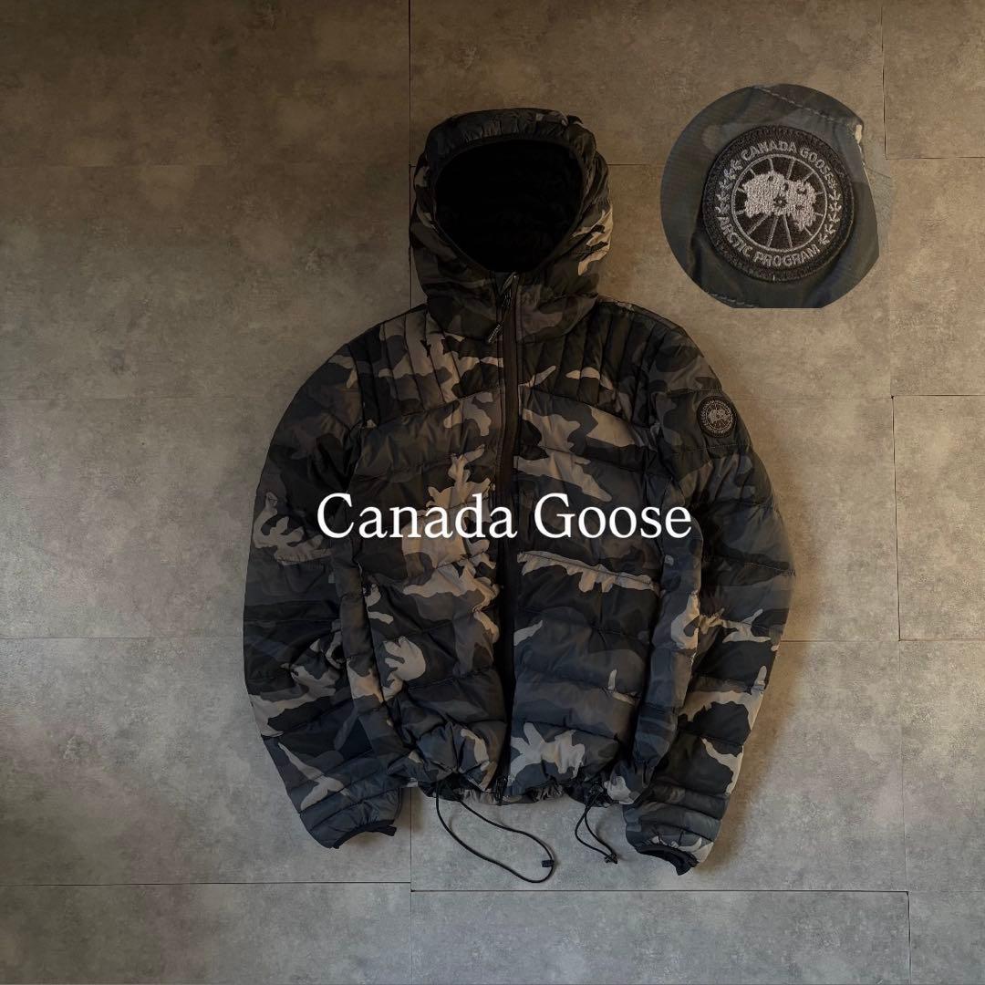 【超希少モデル❗️】カナダグース　ブラックロゴ　ダウンジャケット　カモ柄　迷彩　S