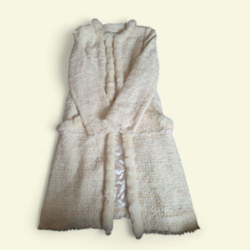 EPOCA ツイードラビットロングコートジャケット40メイド・イン・ジャパン