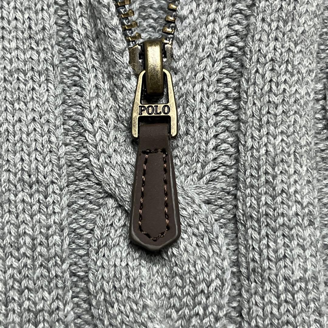 【美品】ポロラルフローレン 現行 ケーブルニット ハーフジップ グレー L