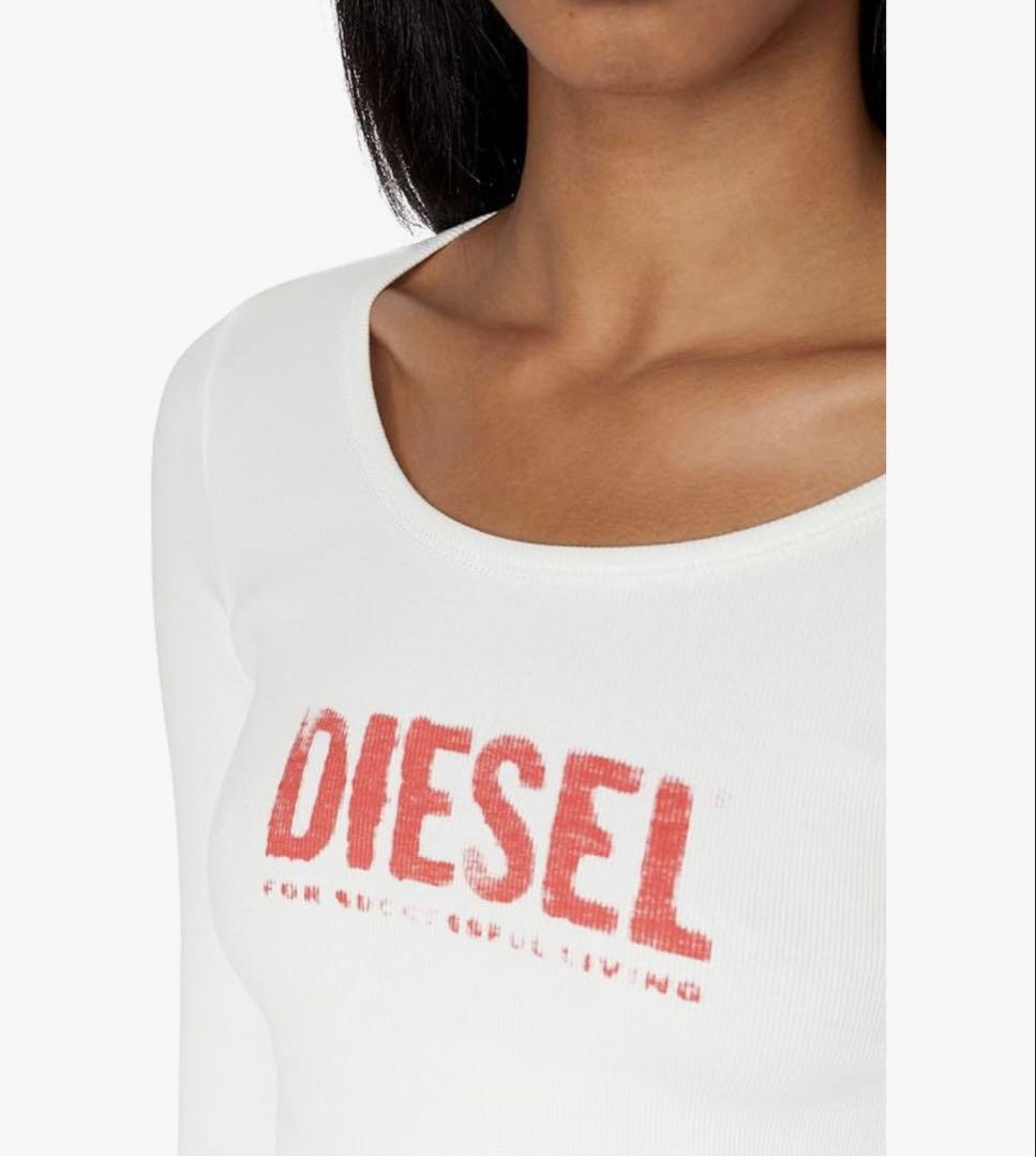 DIESEL ロゴ Tシャツ ロンT ショート丈 クロップド ホワイト 白