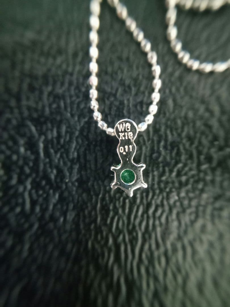 【K18WG】 エメラルドボールチェーンネックレス