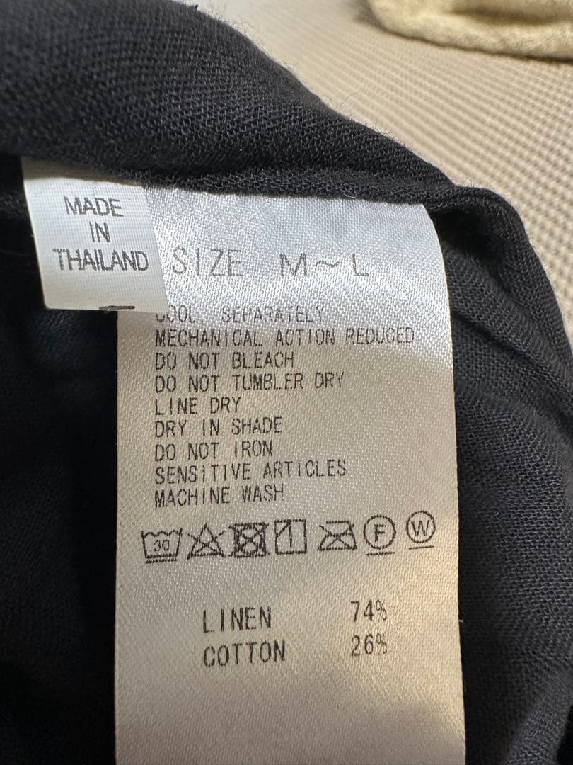 MOYURU モユル サルエルパンツ リネン混 シワ加工 ブラック M〜L