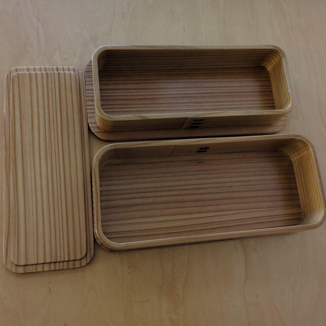 大館工芸社　曲げわっぱ　隅丸二段入子弁当箱