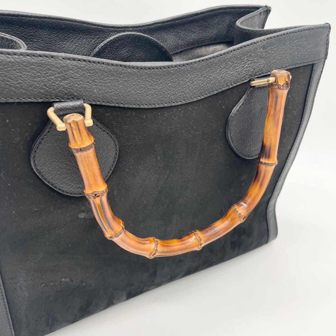 美品　GUCCI ダイアナ　バンブー　ハンドバッグレザー　スエード　ブラック