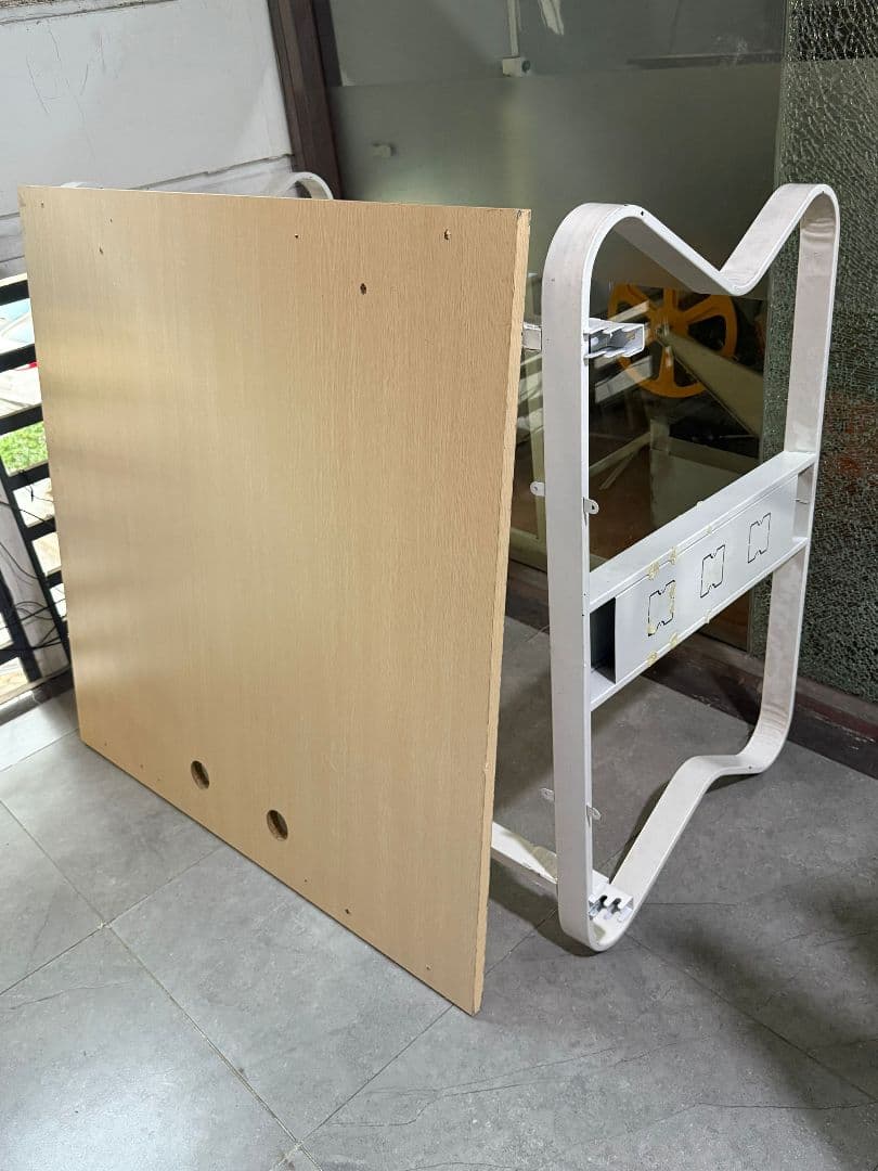 折りたたみテーブル 木目調 金属フレーム