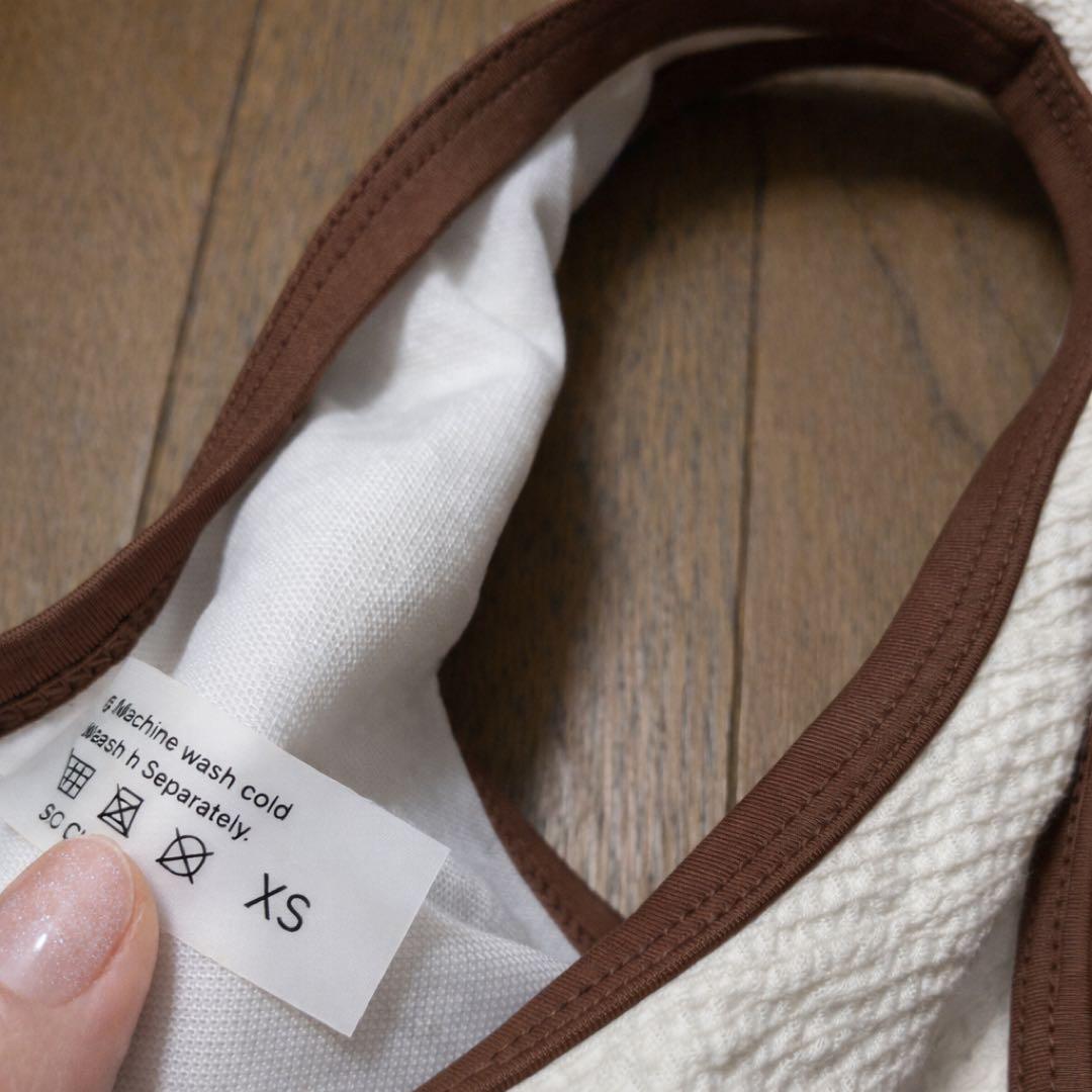 ホワイト・ブラウン セパレート水着 XSサイズ