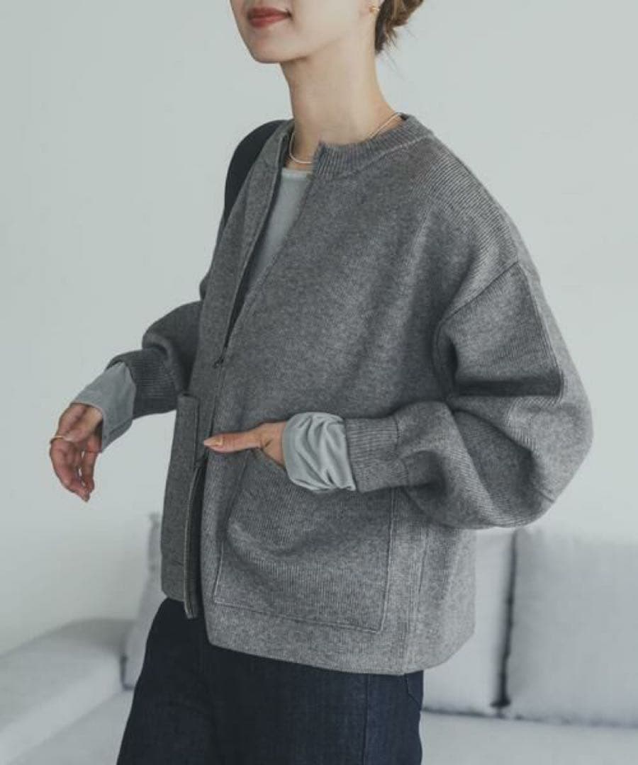 【アーバンリサーチドアーズ】ニットZIPブルゾン　グレー