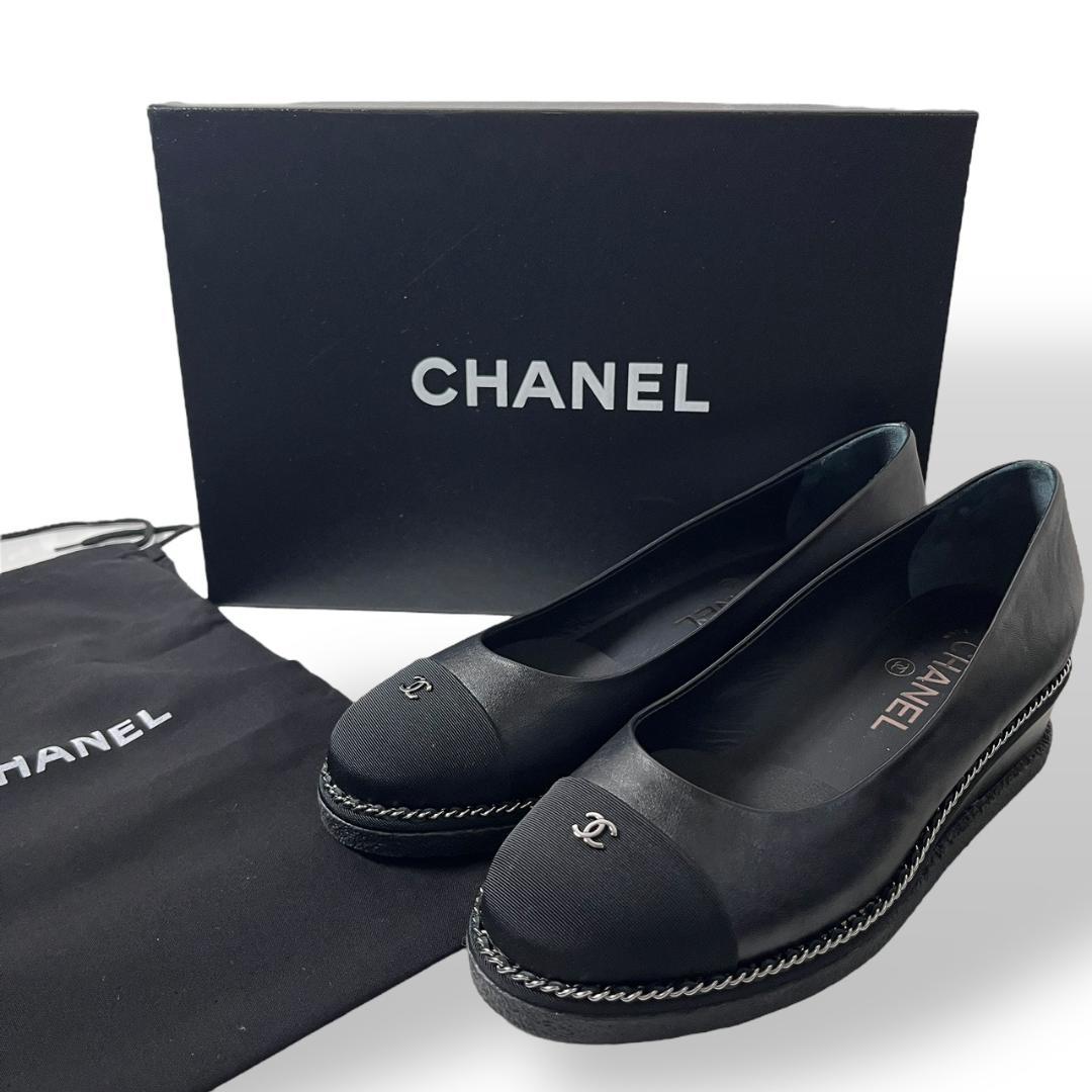 未使用 CHANEL G31293 PUMPS MET LAM GG パンプス