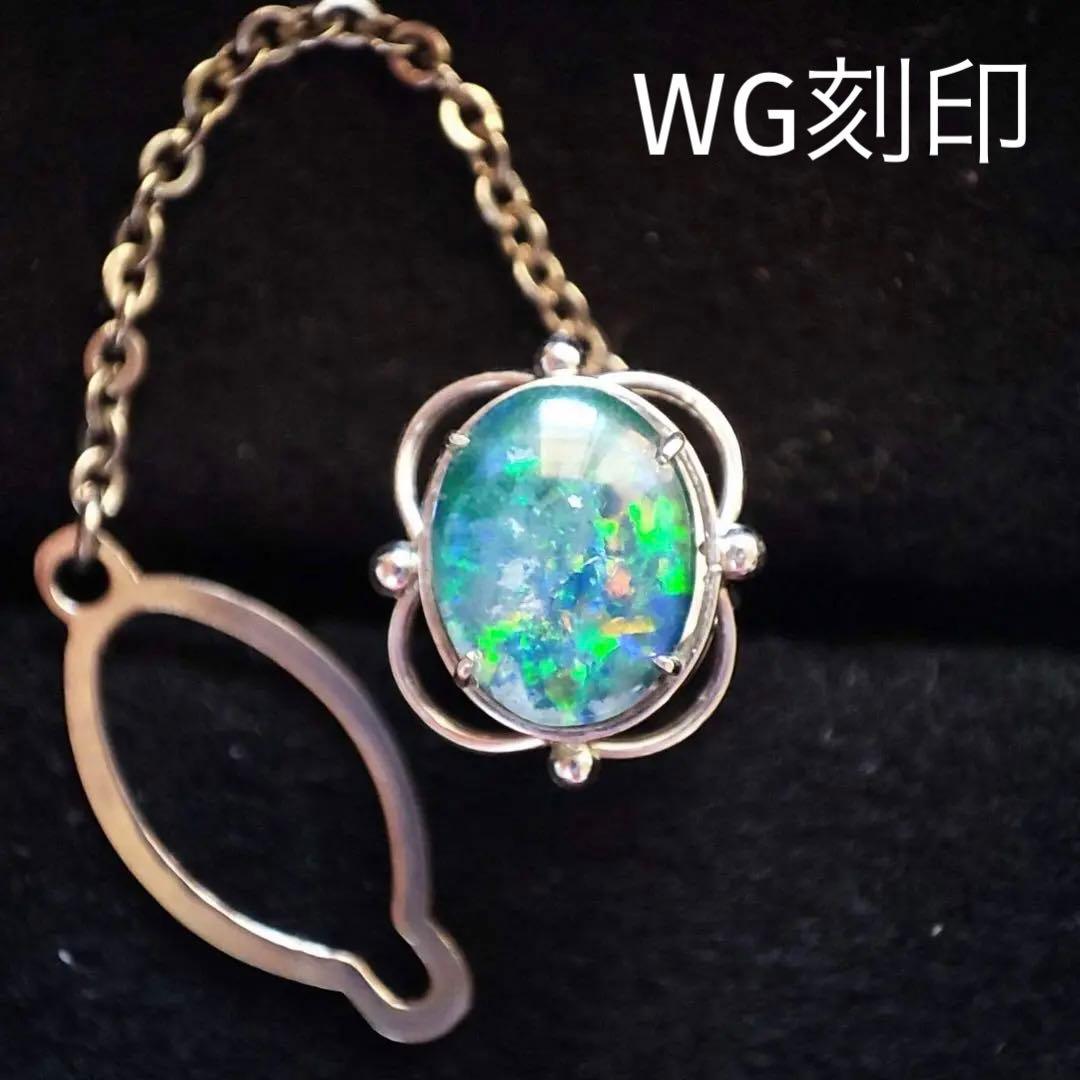 WG 白金 オーストラリアオパール　タイタックピン