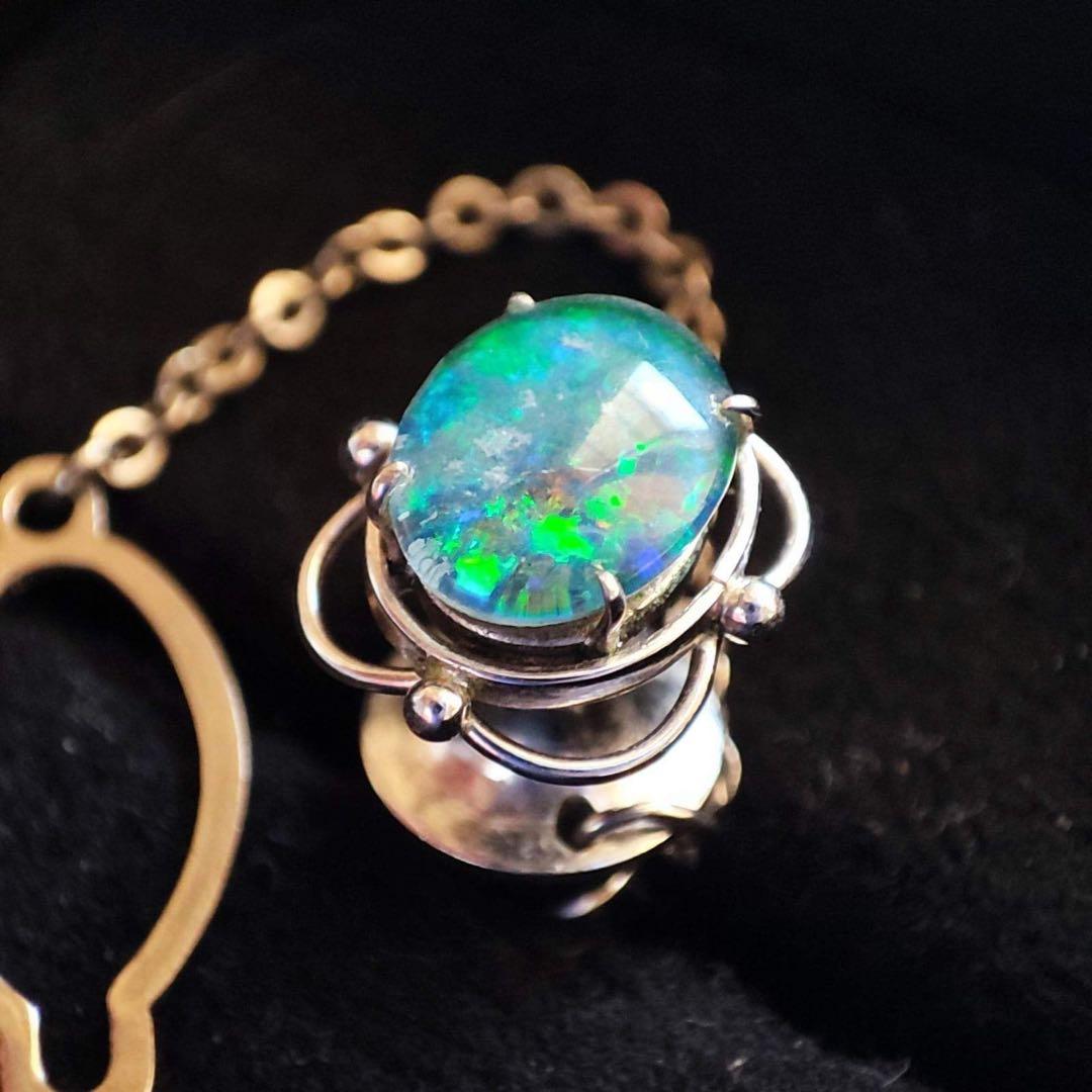 WG 白金 オーストラリアオパール　タイタックピン