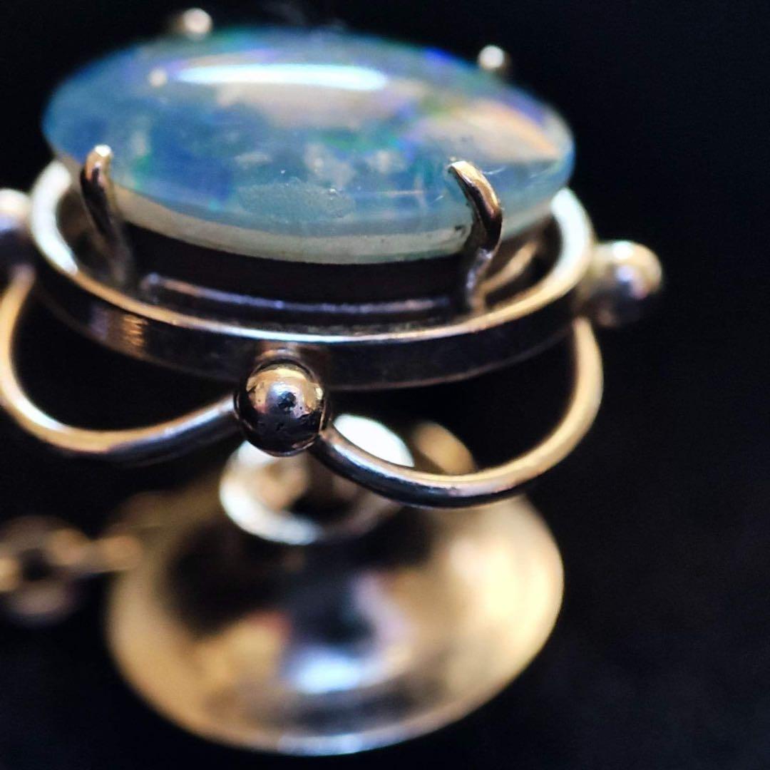 WG 白金 オーストラリアオパール　タイタックピン