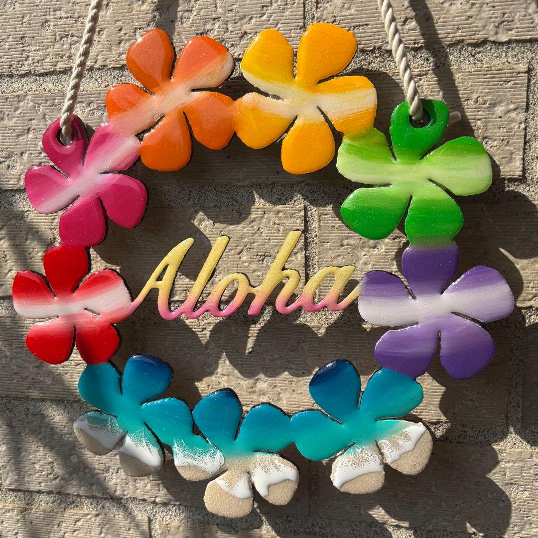 レジン　オーシャンアート　プルメリアリース　海　29cm　No.1010