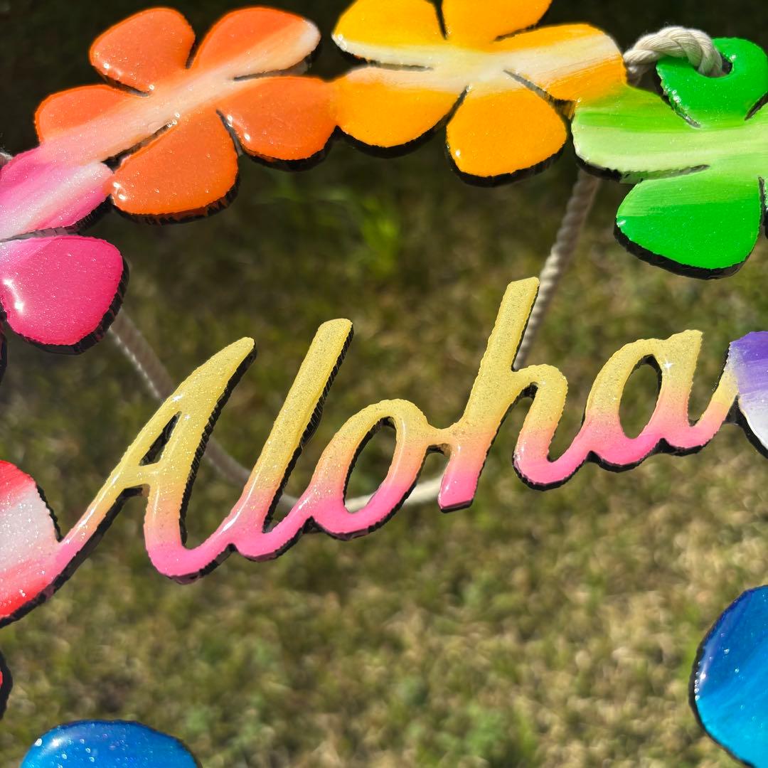 レジン　オーシャンアート　プルメリアリース　海　29cm　No.1010