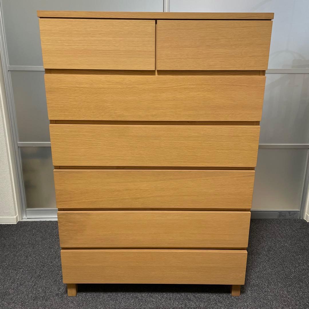 無印良品　オーク材チェスト6段ワイド　廃盤　幅800 mm ② ※商品の説明必読
