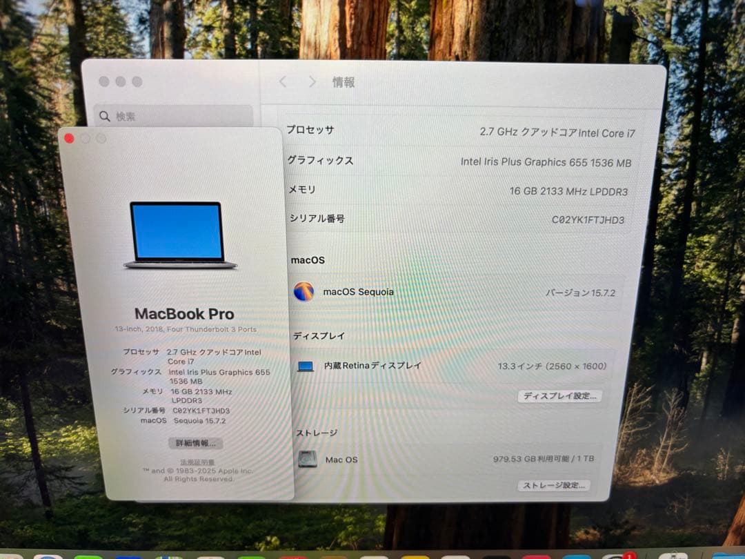 専用i7 1TB MacBookPro 13インチ　Touchbar A1989