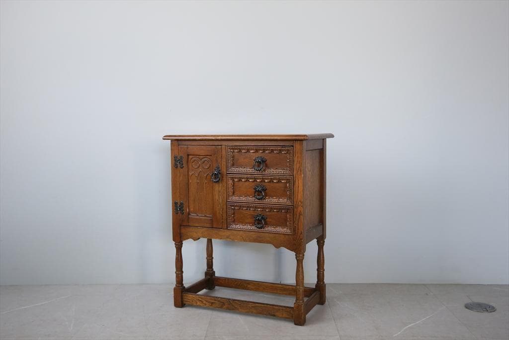 英国アンティーク木製カップボード/キャビネット/キッチン収納/飾り棚92-127