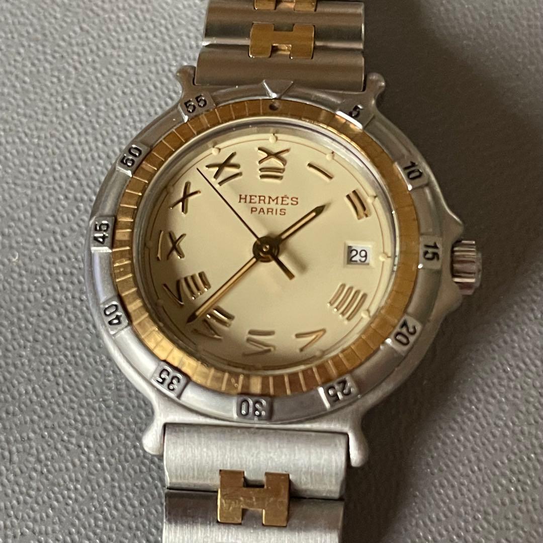 HERMES キャプテンニモ　クオーツ時計 シルバー ゴールド　レディース
