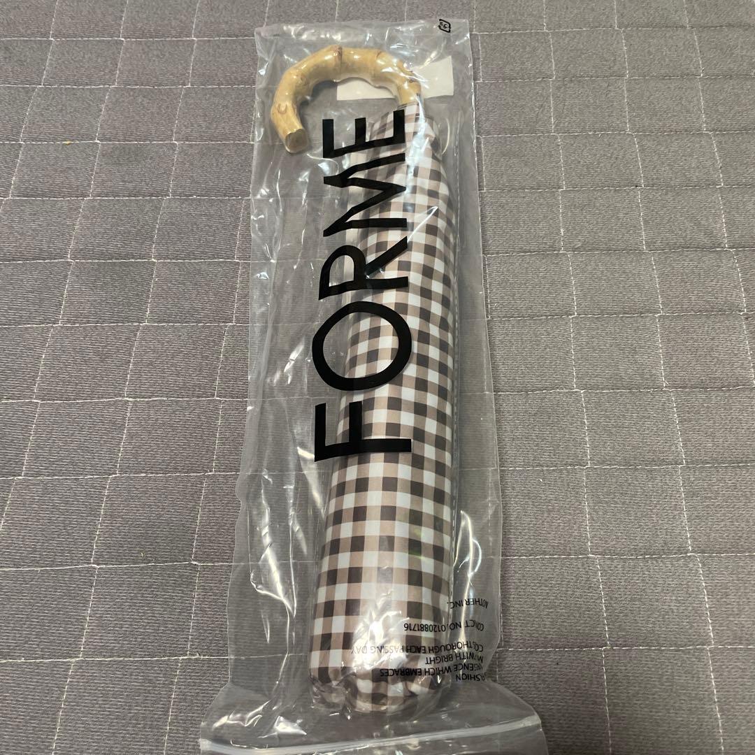 FORME 東原亜希　折りたたみ日傘　ブラウンギンガムチェック