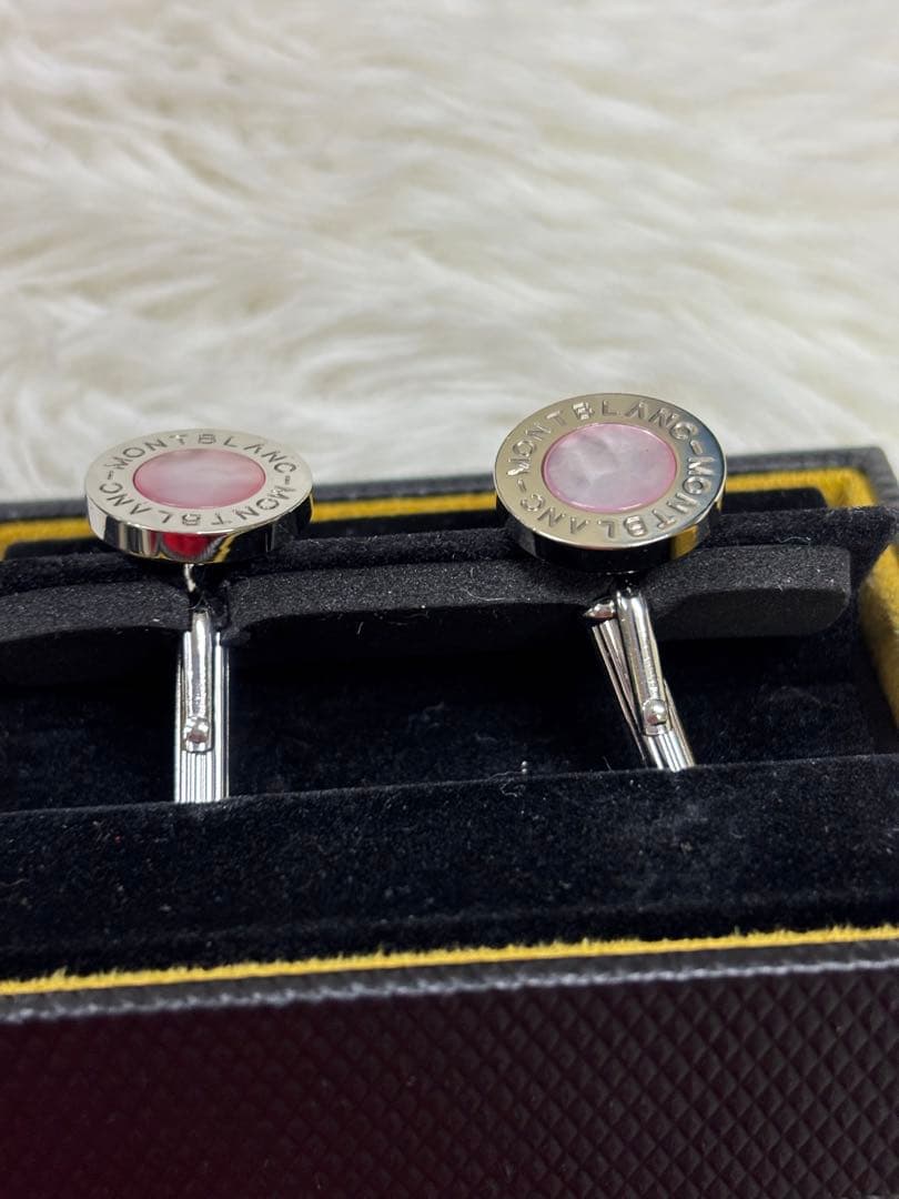 未使用モンブランMONTBLANC シルバー ピンク カフリンクス