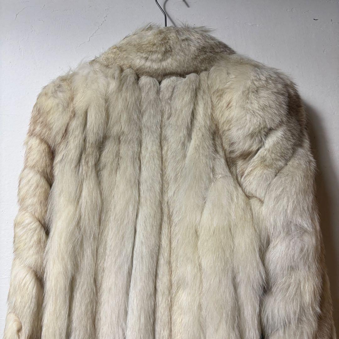 クリーム色 毛皮 ロングジャケット