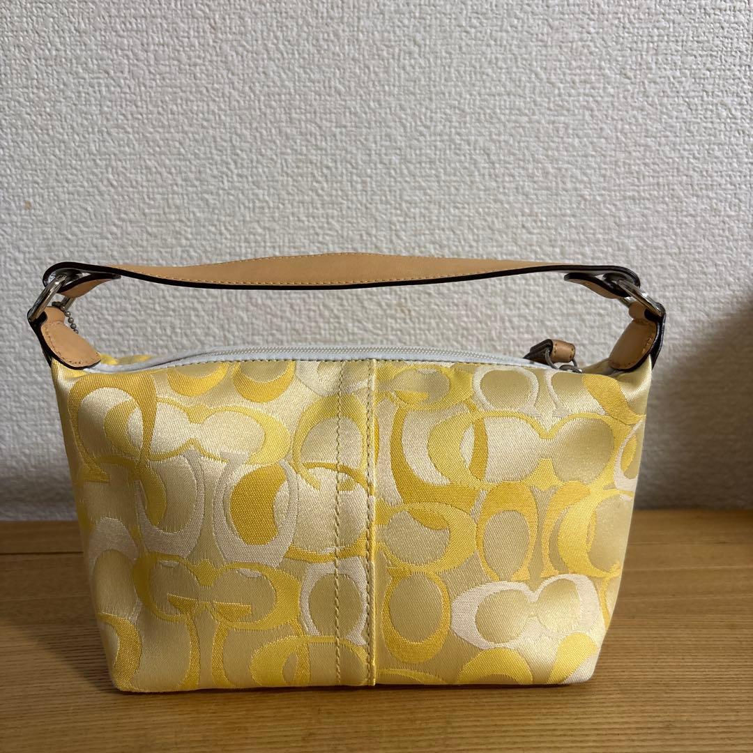 COACH コーチ アクセサリーポーチ　バッグ　シグネチャー イエロー　y2k