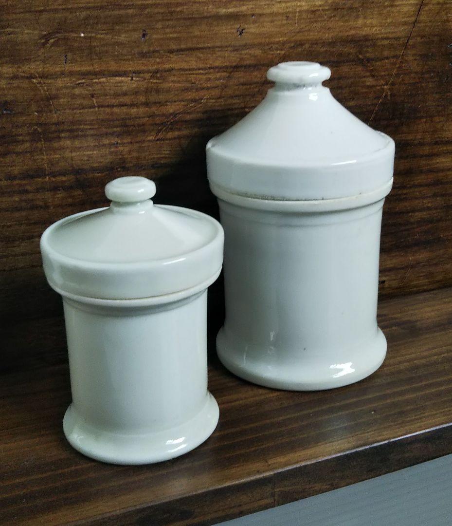 【希少】2点セット 古い白磁の軟膏壺 薬瓶 アンティーク