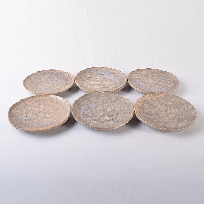 和食器　萩焼　十一世　坂高麗左衛門作　銘々皿　六客　共箱　V　R8630