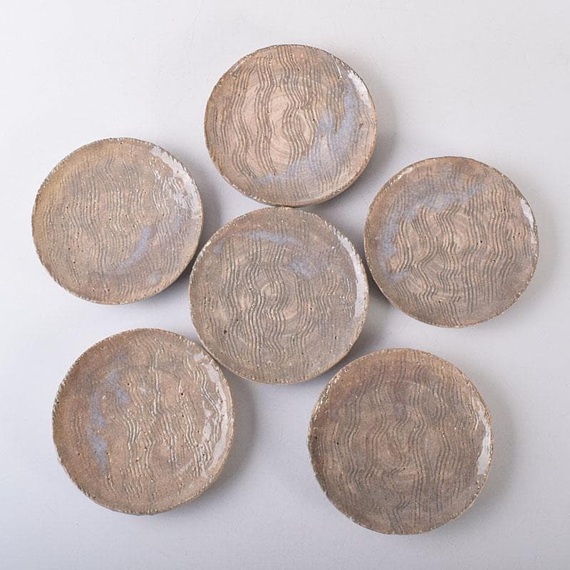 和食器　萩焼　十一世　坂高麗左衛門作　銘々皿　六客　共箱　V　R8630