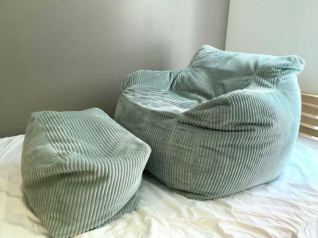 HUGME 1人掛けビーズソファ+オットマン　MINT LOOSY
