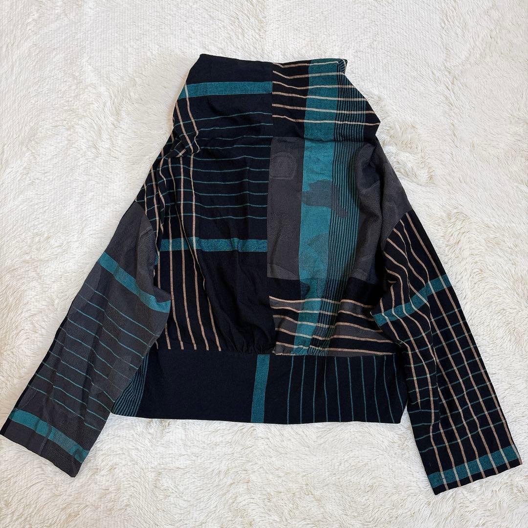 近年モデル☆慈雨 チェックジャケット ブルゾン 羽織り ブルー系 センソユニコ