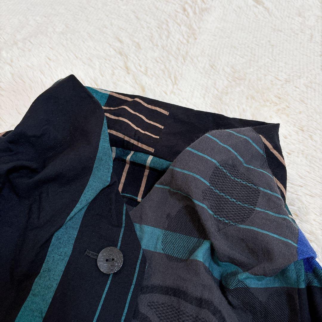 近年モデル☆慈雨 チェックジャケット ブルゾン 羽織り ブルー系 センソユニコ