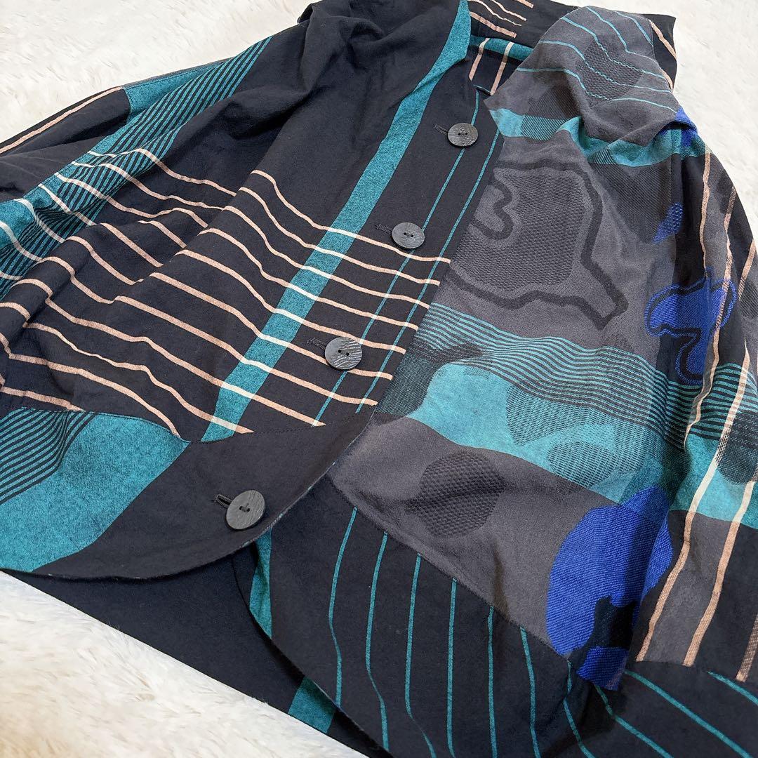 近年モデル☆慈雨 チェックジャケット ブルゾン 羽織り ブルー系 センソユニコ