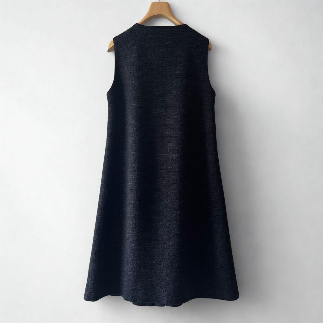 美品 23春エムズグレイシー フラワーボタンツイードワンピースジャンパースカート