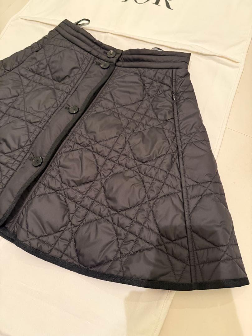 クリスチャンディオールマクロカナージュ キルティングテクニカルタフタスカート38