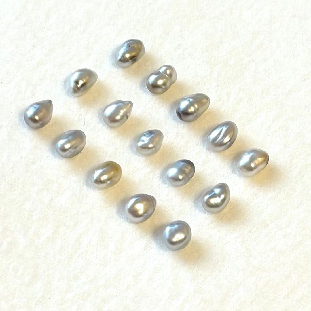 パール　ルース　南洋真珠　黒蝶ケシ　５mm変形　グレー系　15pcs