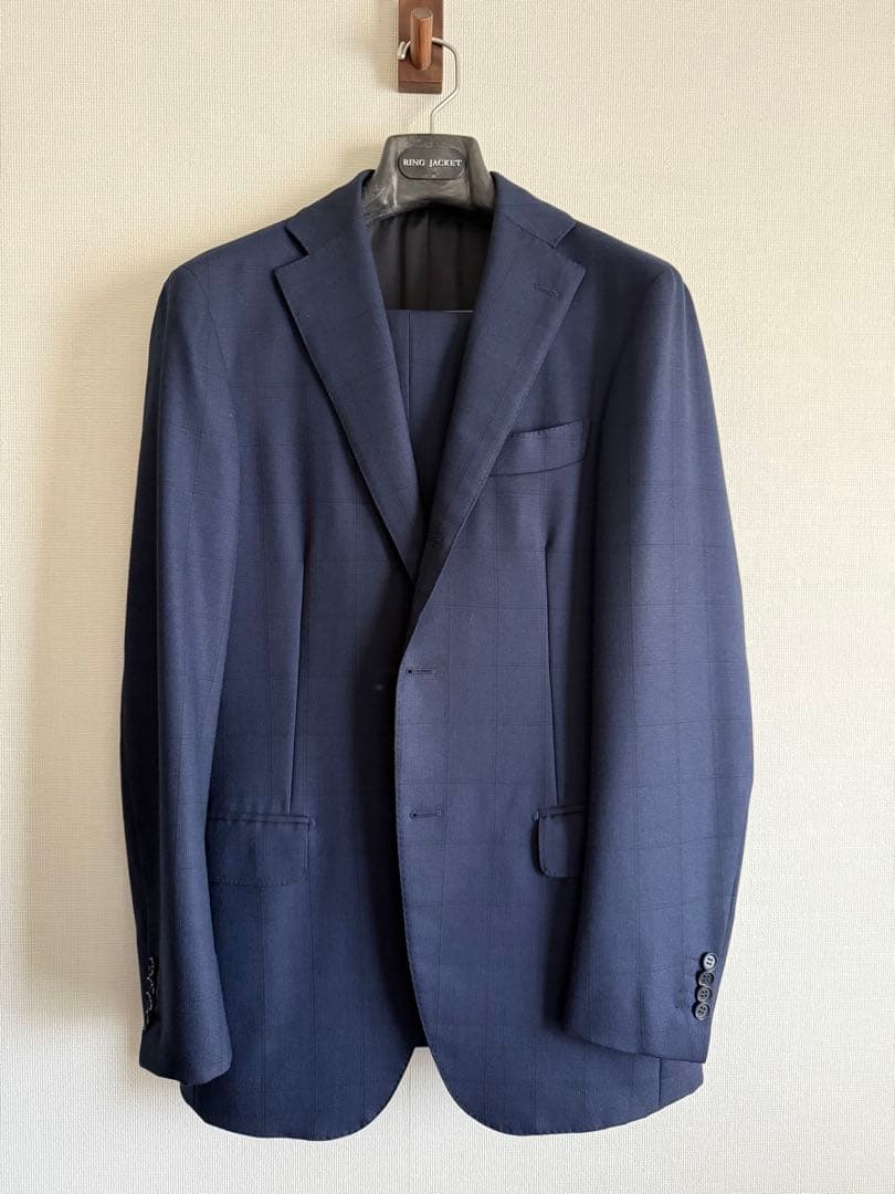 RING JACKET リングヂャケット スーツ サイズ48 ネイビーチェック