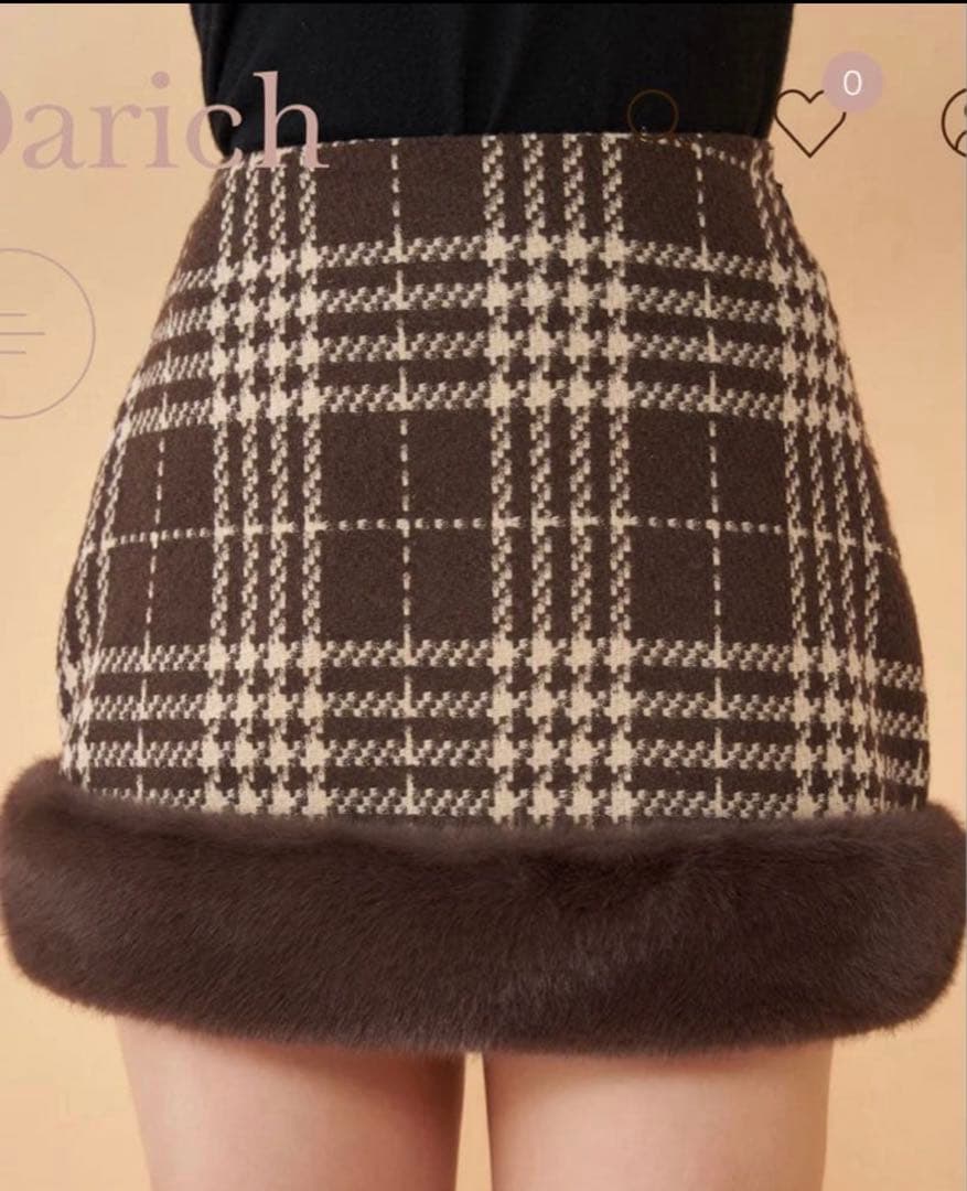 Darich ドッキングファーツイードミニスカート ブラウン M
