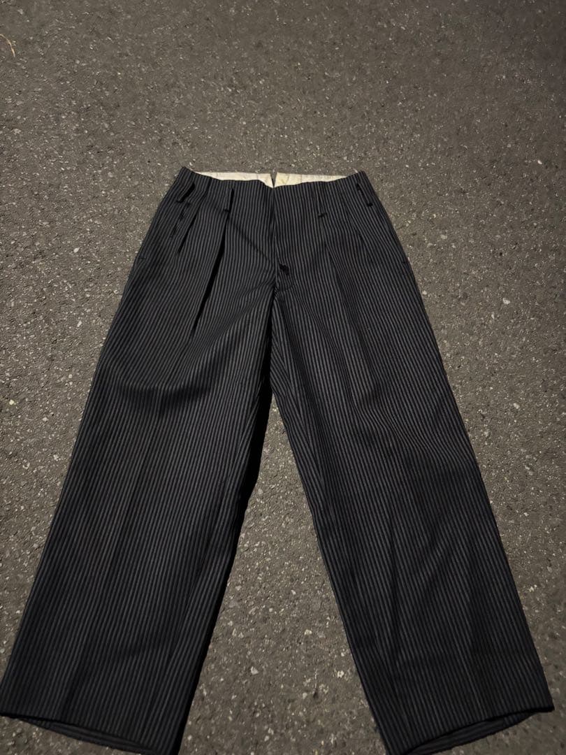 90s ストライプ　スラックス　極太　極厚　シティ　 針真珠
