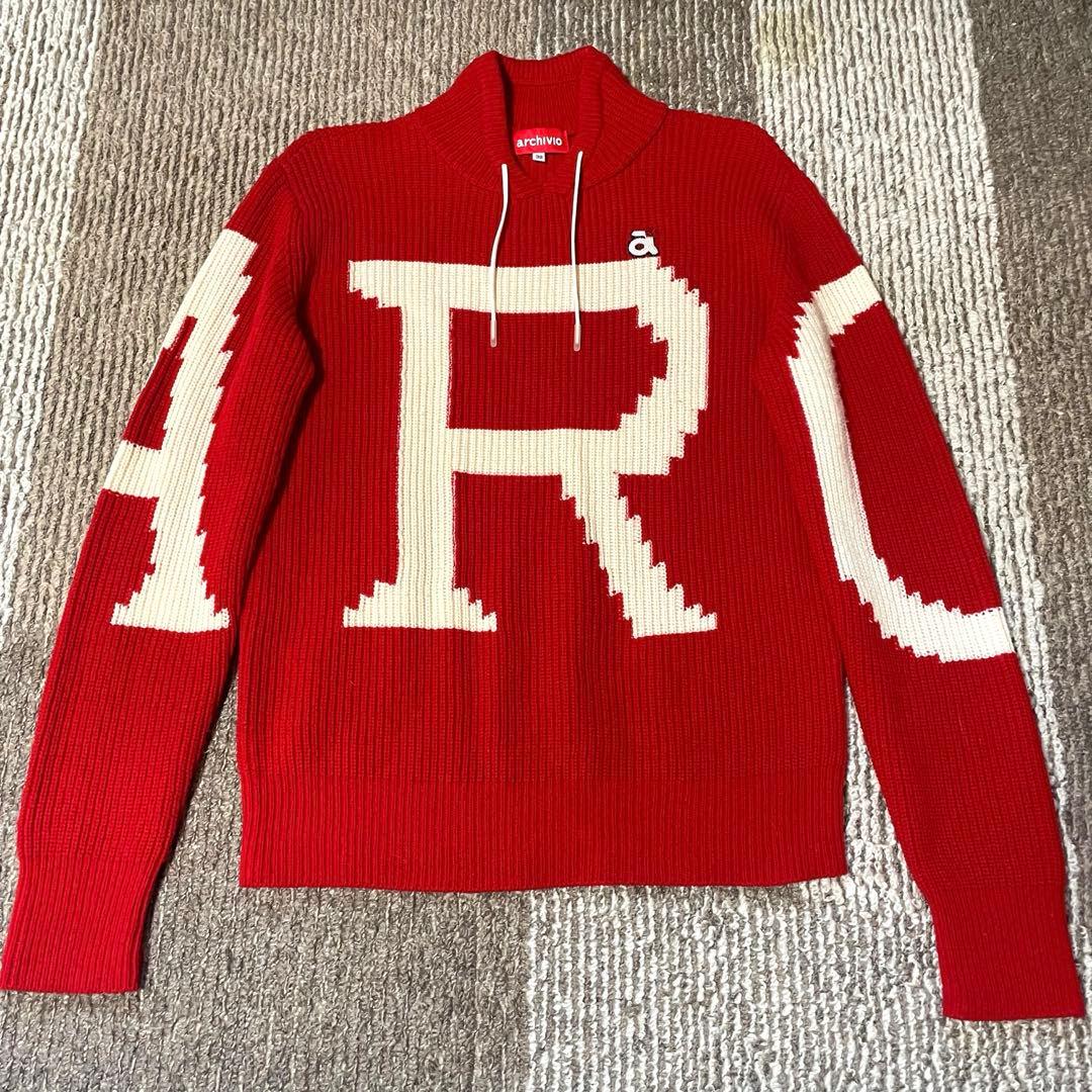 アルチビオ 長袖ニット ビッグロゴ 赤 レッド トップス ゴルフウェア