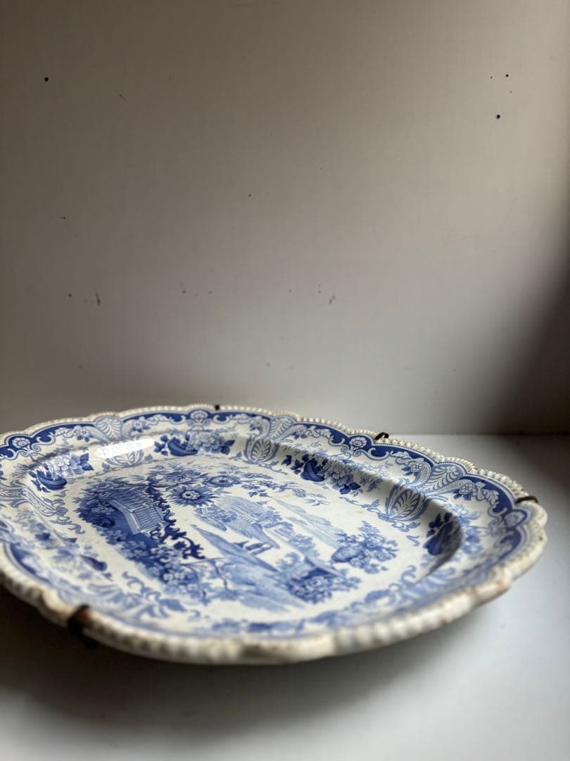 580 骨董 アンティーク 19世紀 絵皿 飾り皿 大振り イギリス フランス