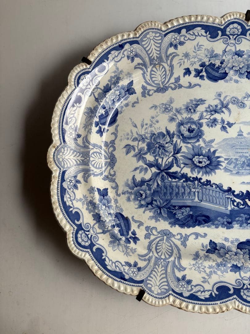 580 骨董 アンティーク 19世紀 絵皿 飾り皿 大振り イギリス フランス