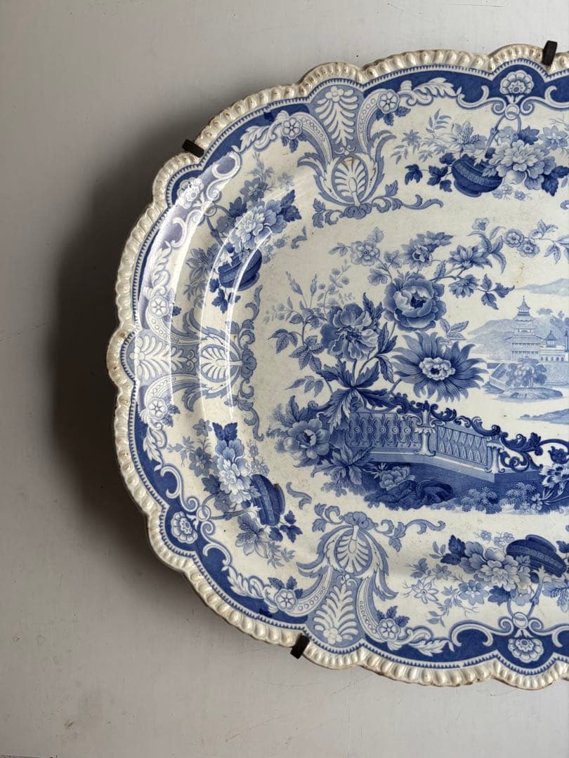 580 骨董 アンティーク 19世紀 絵皿 飾り皿 大振り イギリス フランス