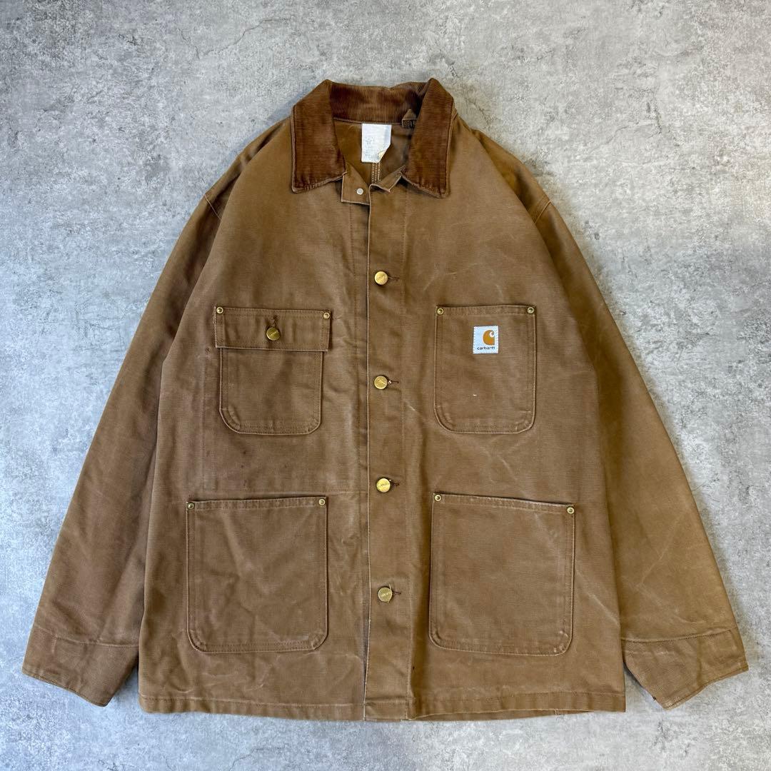 希少90s■カーハート【M】USA製 カバーオール チョアコート ジャケット