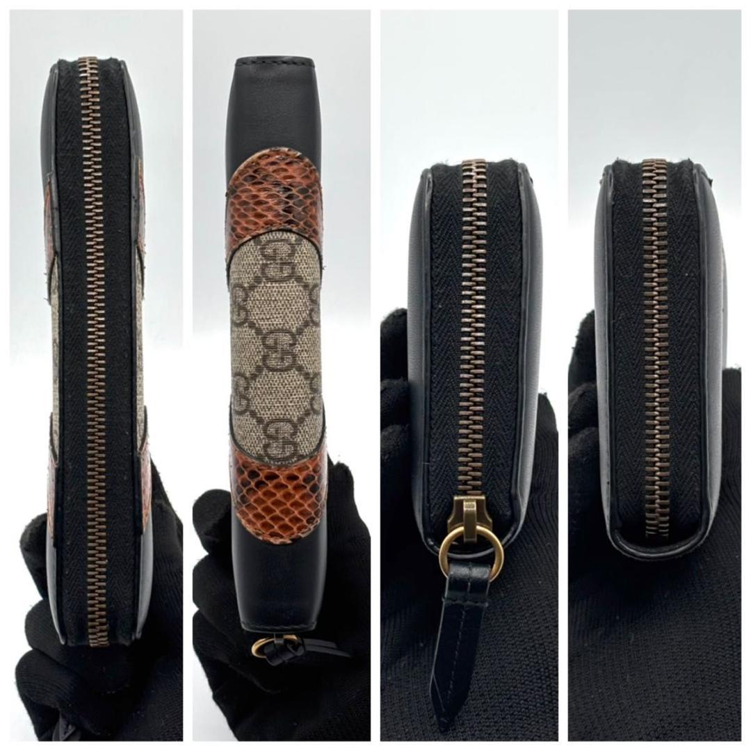 入手困難品 希少 グッチ 長財布 ラウンドファスナー ジップ GG柄 パイソン