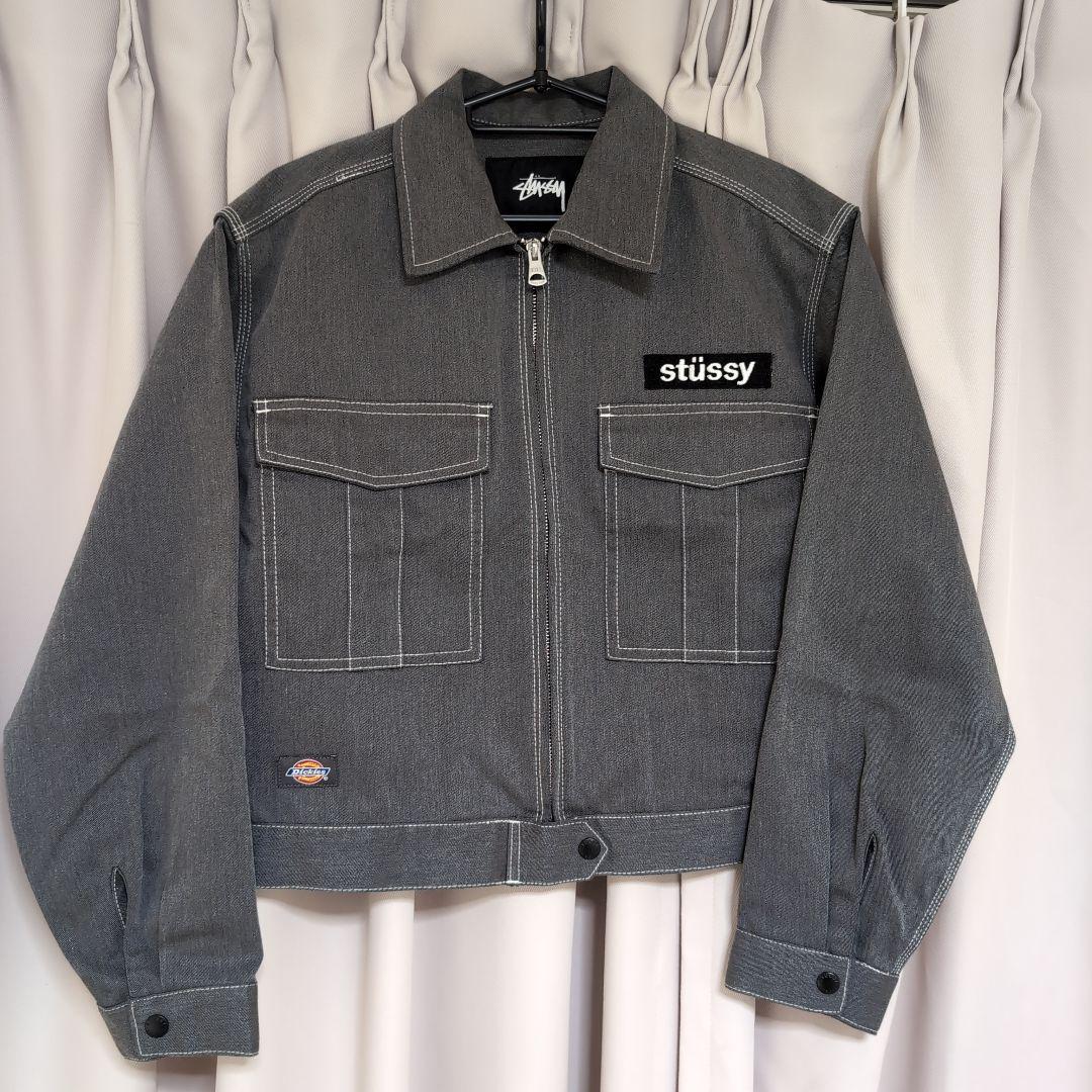 【美品】 ステューシー ディッキーズ コラボ ジャケット ロゴ グレー